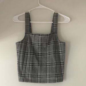 American Eagle plaid square neck crop top